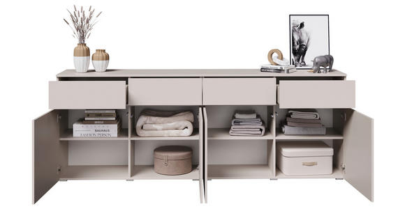 SIDEBOARD  220/80/40 cm 4 Schublade(n)  - Kaschmir/Silberfarben, Design, Holzwerkstoff/Kunststoff (220/80/40cm) - Xora