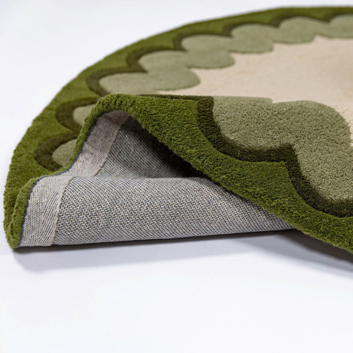 WOLLTEPPICH 160/160 cm Wiggle Grün rund  - Grün, Basics, Textil (160/160cm) - Flair Rugs