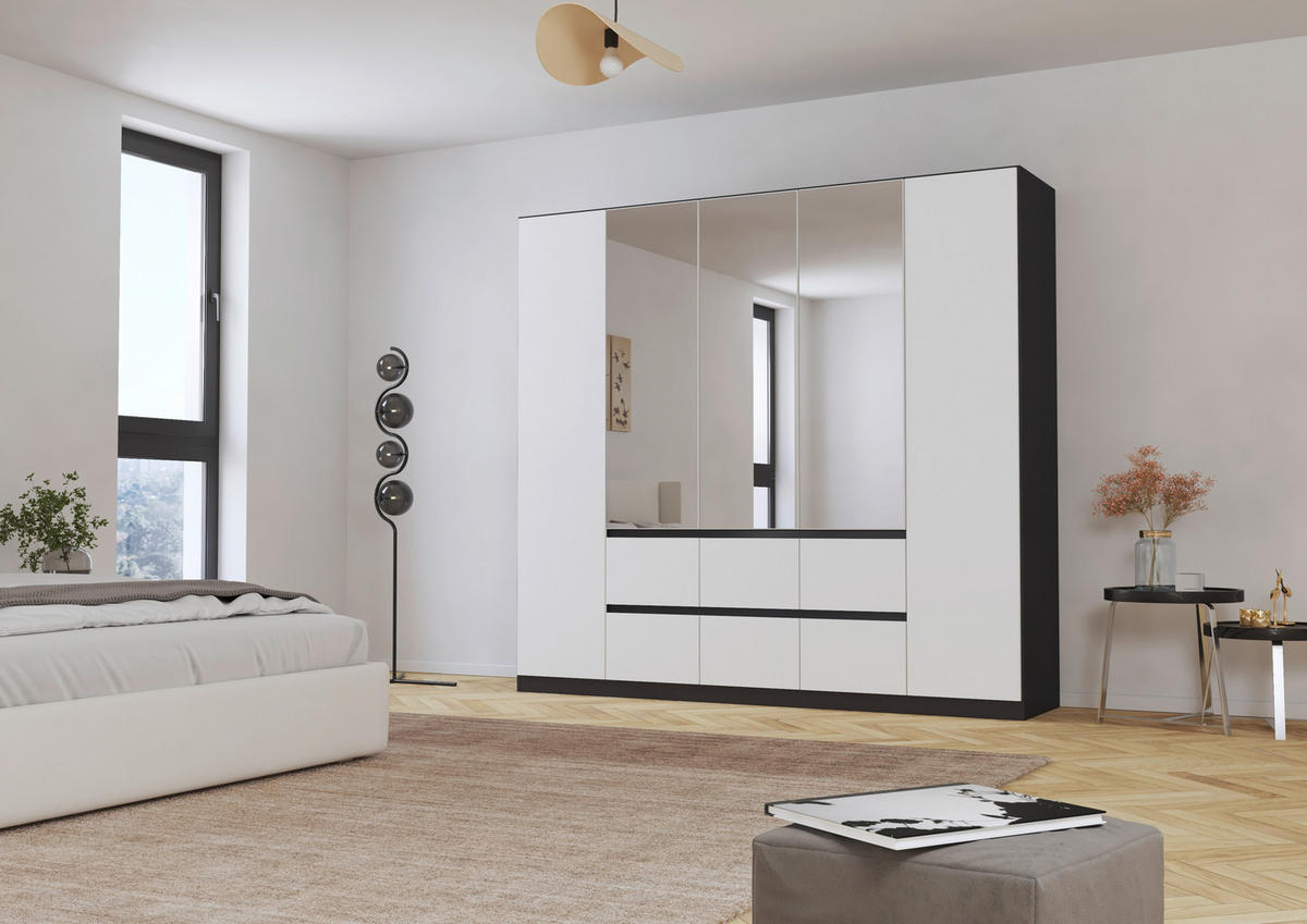 DREHTÜRENSCHRANK in Grau, Weiss, Silberfarben  - gris/blanc, Basics, matériau de bois (226/210/54cm) - Rauch Möbel