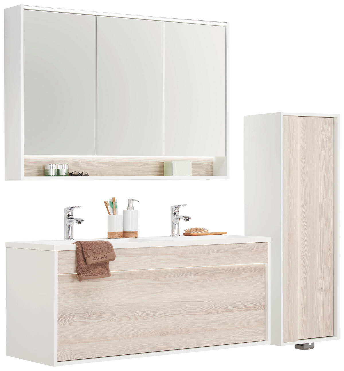 BADEZIMMER  in 120 cm  - Eschefarben/Weiß, KONVENTIONELL, Glas/Holzwerkstoff (120cm) - Voleo