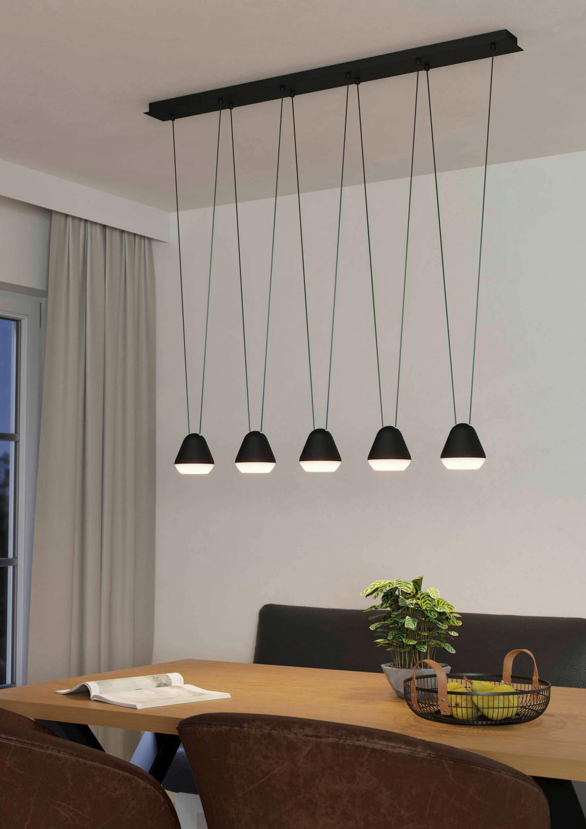 LED-HÄNGELEUCHTE Palbieta 116/11,5/110 cm   - Klar/Schwarz, Design, Kunststoff/Metall (116/11,5/110cm) - Eglo