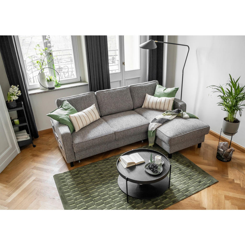 Thumbnail - Mid.you Ecksofa, Grau, Textil, Eiche, 4-Sitzer, Füllung: Schaumstoffflocken, Ottomane rechts, L-Form, 228x148 cm, Made i...