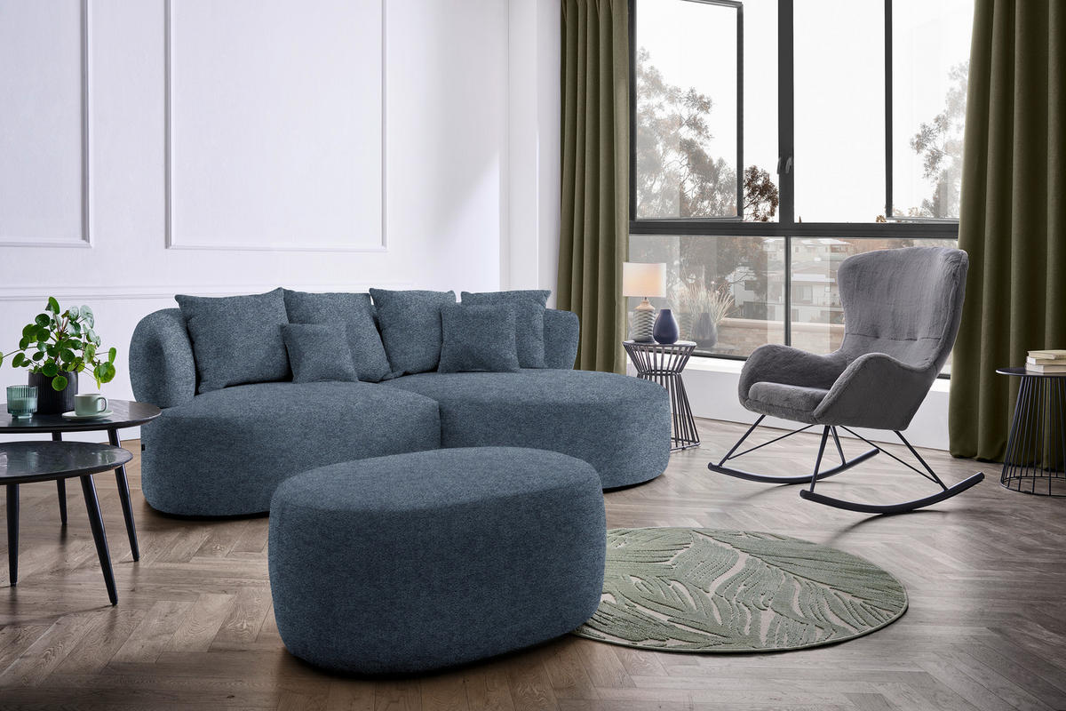 HOCKER in Textil Blau  - Blau/Schwarz, MODERN, Kunststoff/Textil (88/43/66cm) - Hom`in