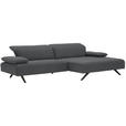 ECKSOFA in Flachgewebe Grau  - Anthrazit/Grau, Design, Textil/Metall (280/164cm) - Ambiente