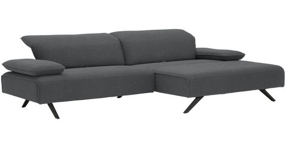 ECKSOFA in Flachgewebe Grau  - Anthrazit/Grau, Design, Textil/Metall (280/164cm) - Ambiente