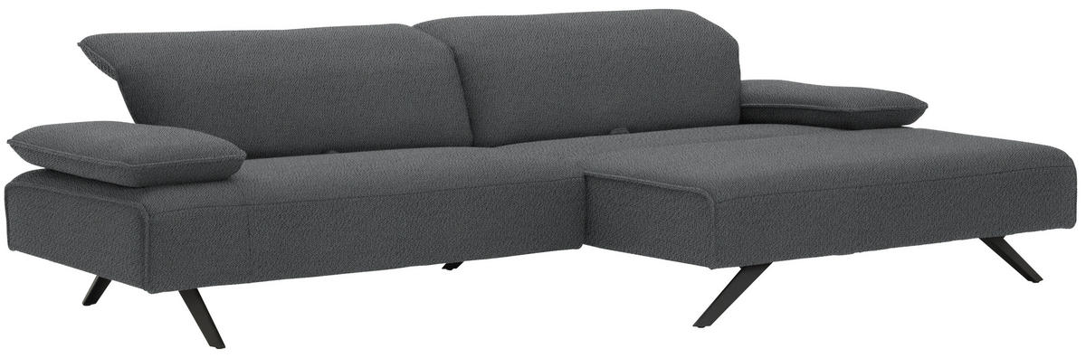 ECKSOFA in Flachgewebe Grau  280/164 cm  - Anthrazit/Grau, Design, Textil/Metall (280/164cm) - Johann Jakob