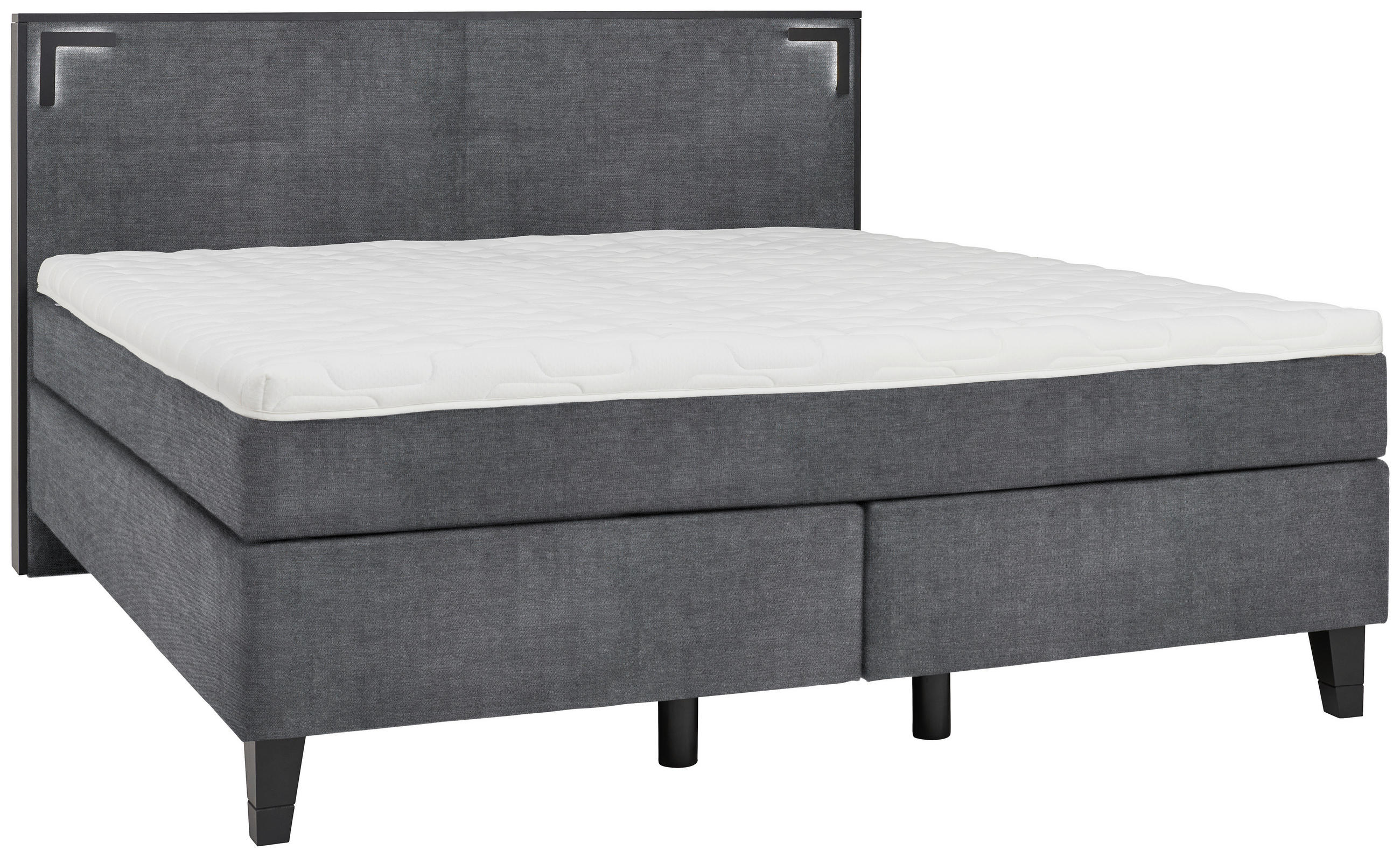 BOXSPRINGBETT 160/200 cm  in Anthrazit  - Anthrazit/Schwarz, Design, Holz/Textil (160/200cm) - Hom`in