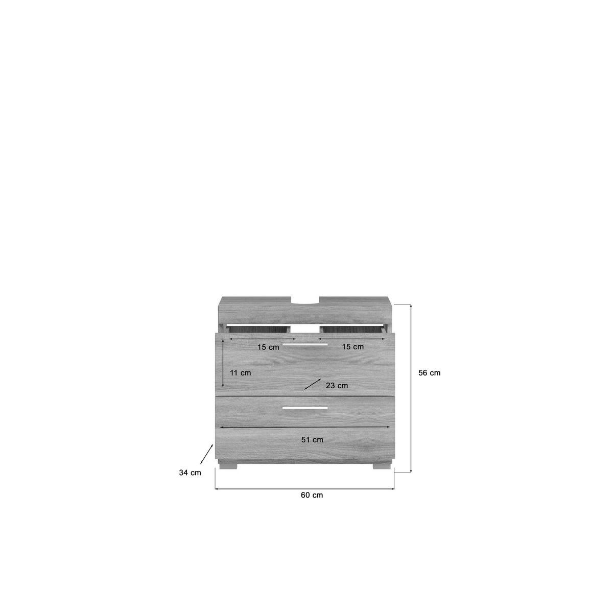 WASCHBECKENUNTERSCHRANK 60/56/34 cm  - Silberfarben/Silbereichenfarben, MODERN, Holzwerkstoff (60/56/34cm) - MID.YOU