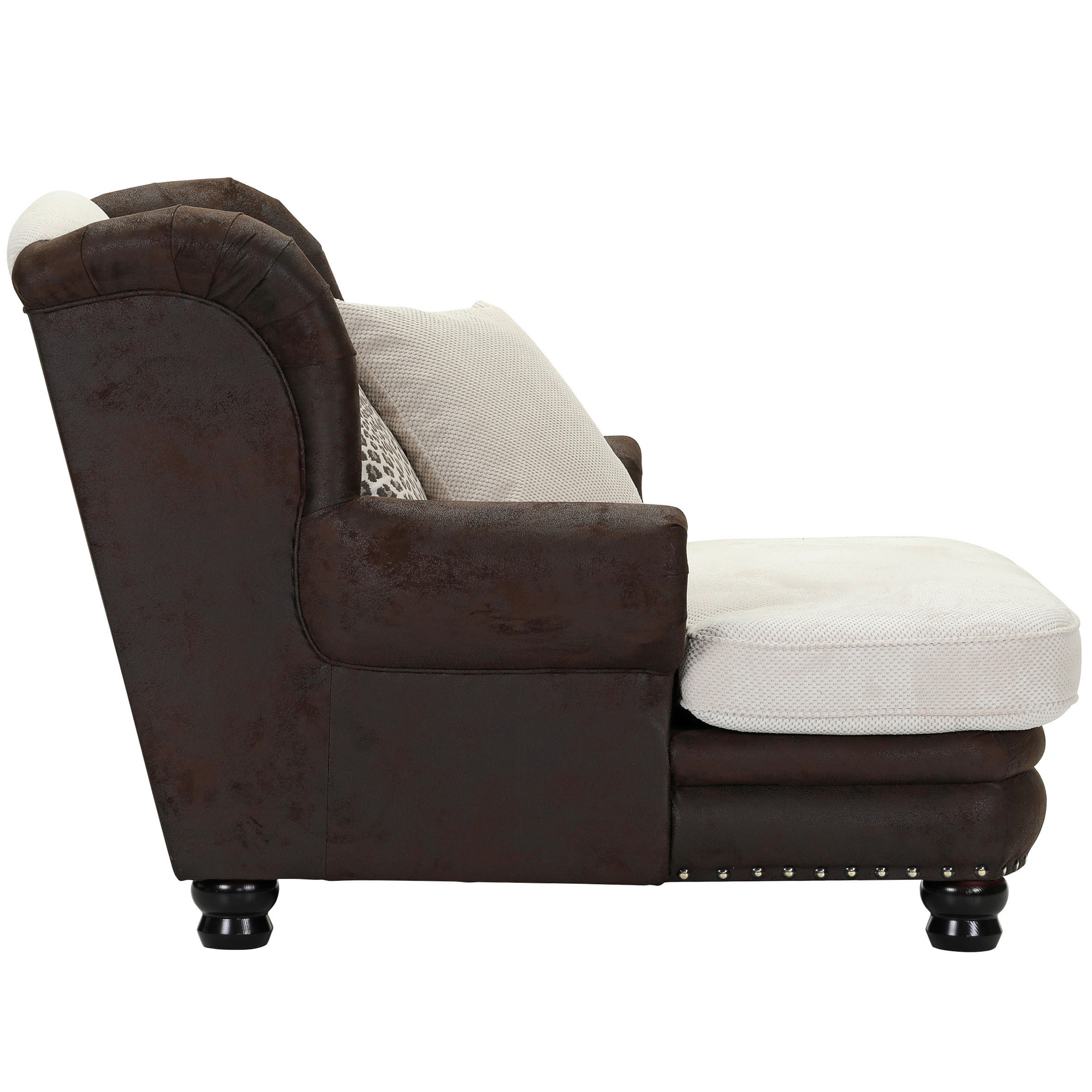 XXL-SESSEL Lederlook, Flachgewebe, Mikrofaser Braun, Beige    - Dunkelbraun/Beige, ROMANTIK / LANDHAUS, Holz/Textil (125/100/140cm) - Landscape