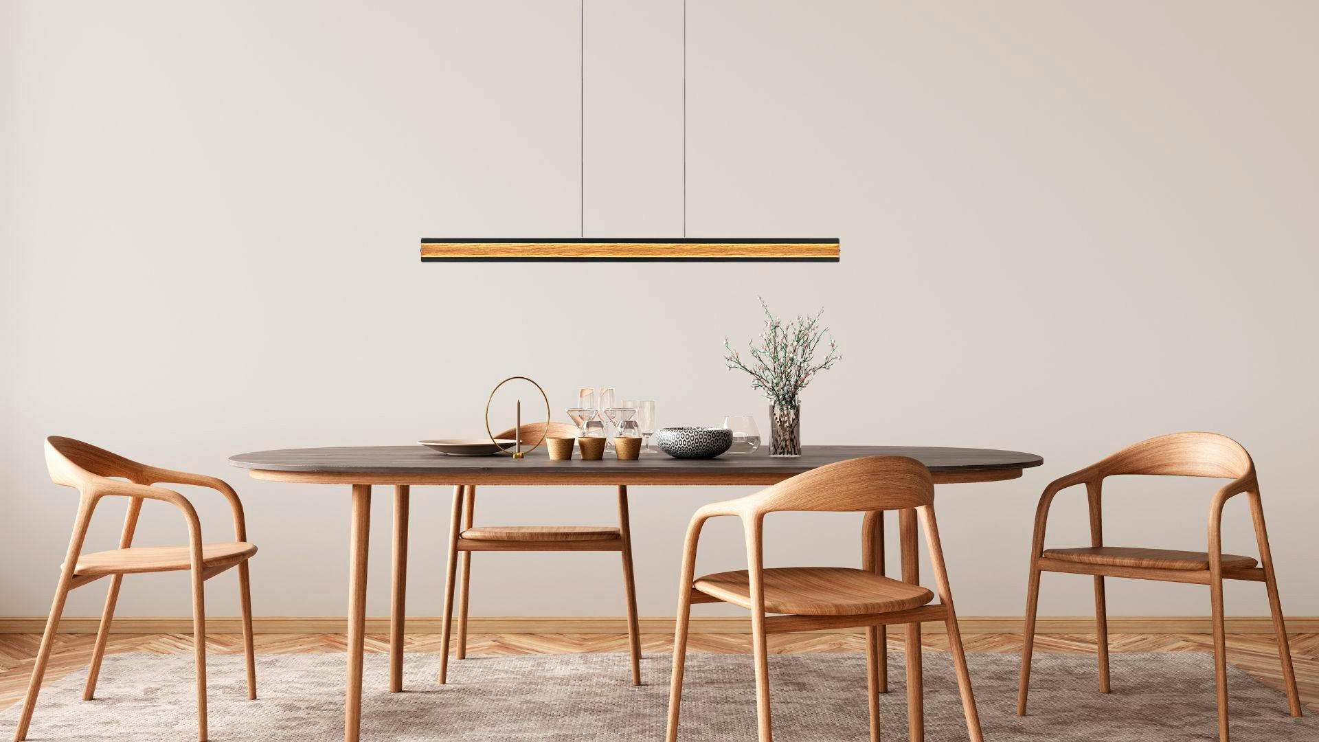 LED-HÄNGELEUCHTE 120/3.6/45-200 cm  - Eichefarben, Natur, Holz (120/3.6/45-200cm) - Herzblut