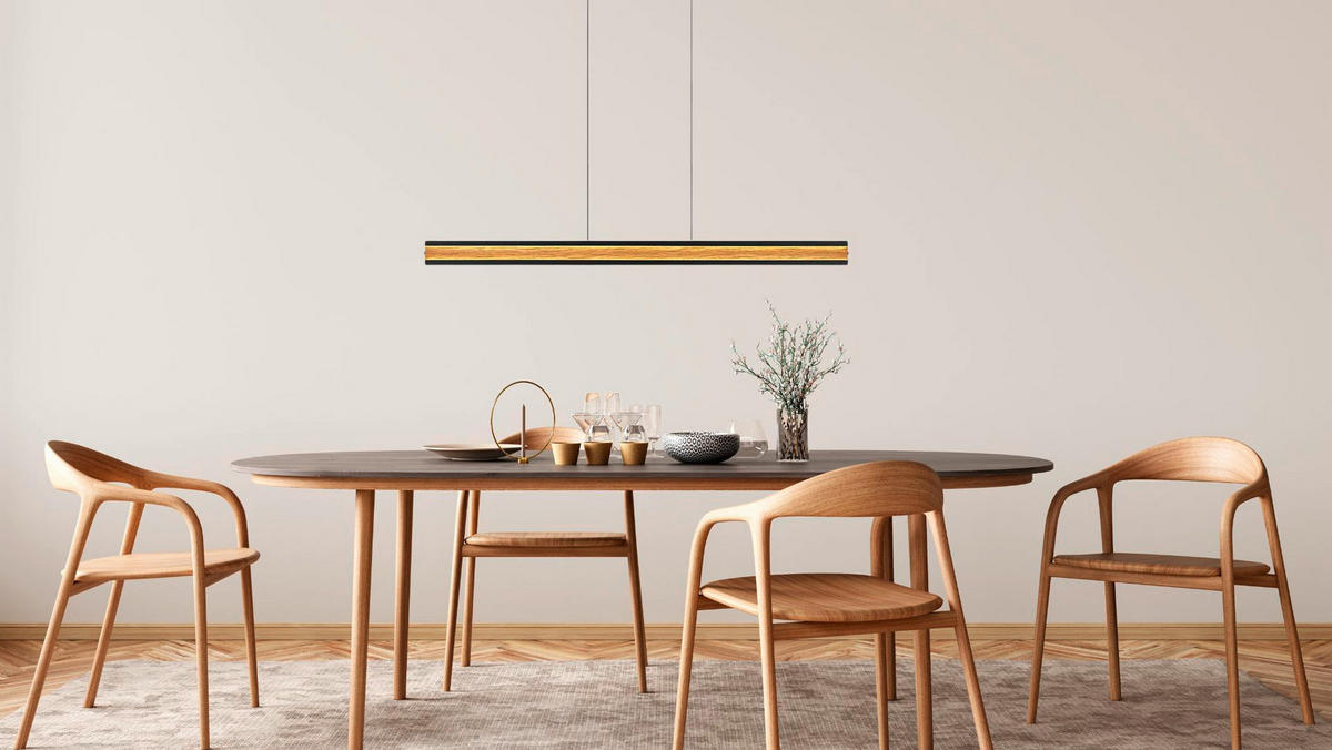 LED-HÄNGELEUCHTE 120/3.6/45-200 cm  - Eichefarben, Natur, Holz (120/3.6/45-200cm) - Herzblut