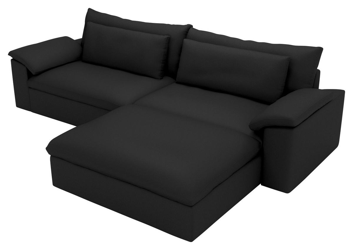 ECKSOFA  Chenille Schwarz  - Schwarz, Modern, Kunststoff/Textil (306/198cm) - Carryhome
