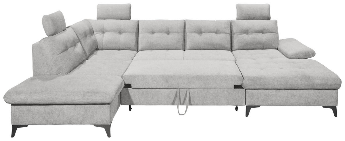 WOHNLANDSCHAFT in Webstoff Grau  - Schwarz/Grau, Konventionell, Kunststoff/Textil (218/324/170cm) - MID.YOU