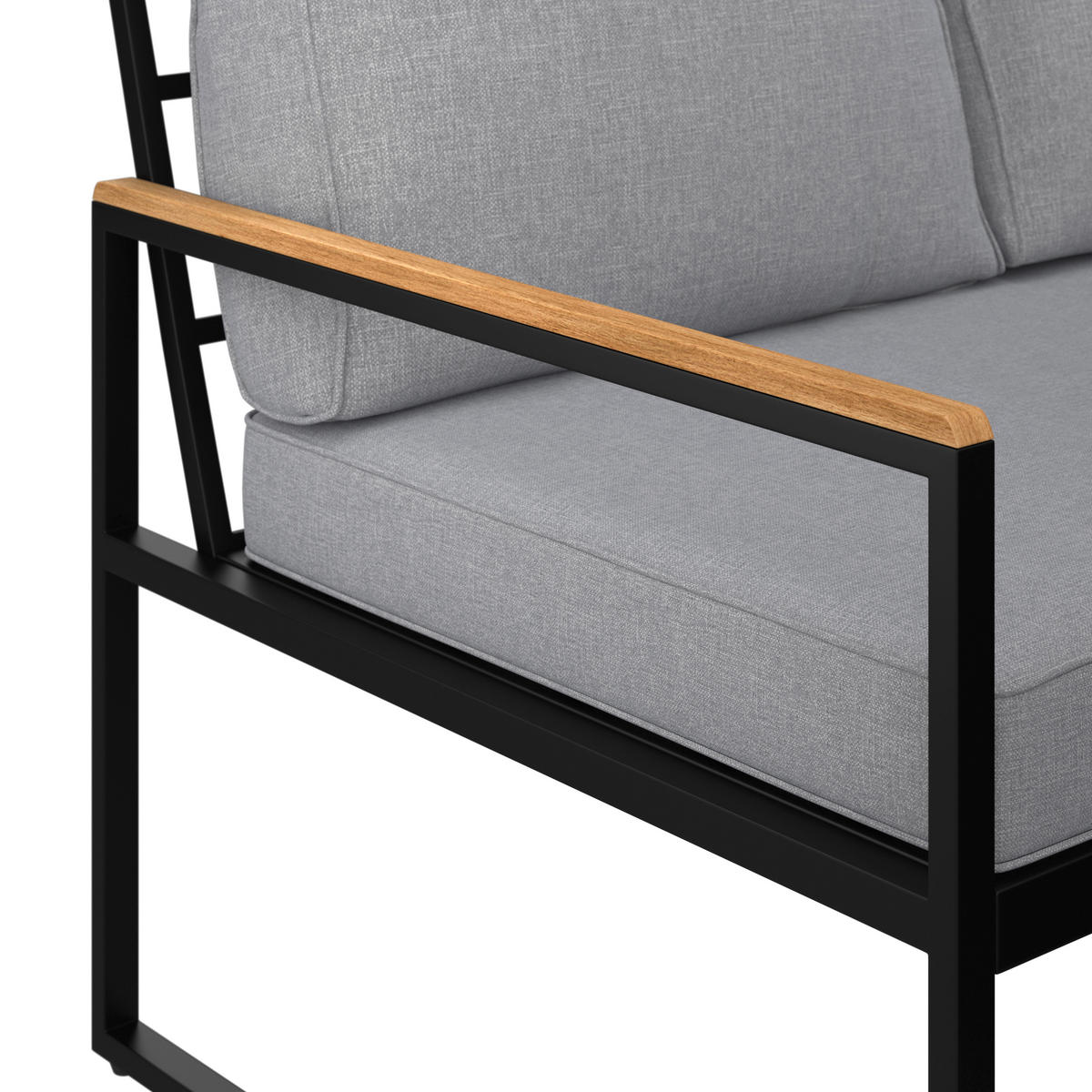 DINING-LOUNGESET   - Schwarz/Akaziefarben, Design, Holz/Textil (205/205cm) - Ambia Garden