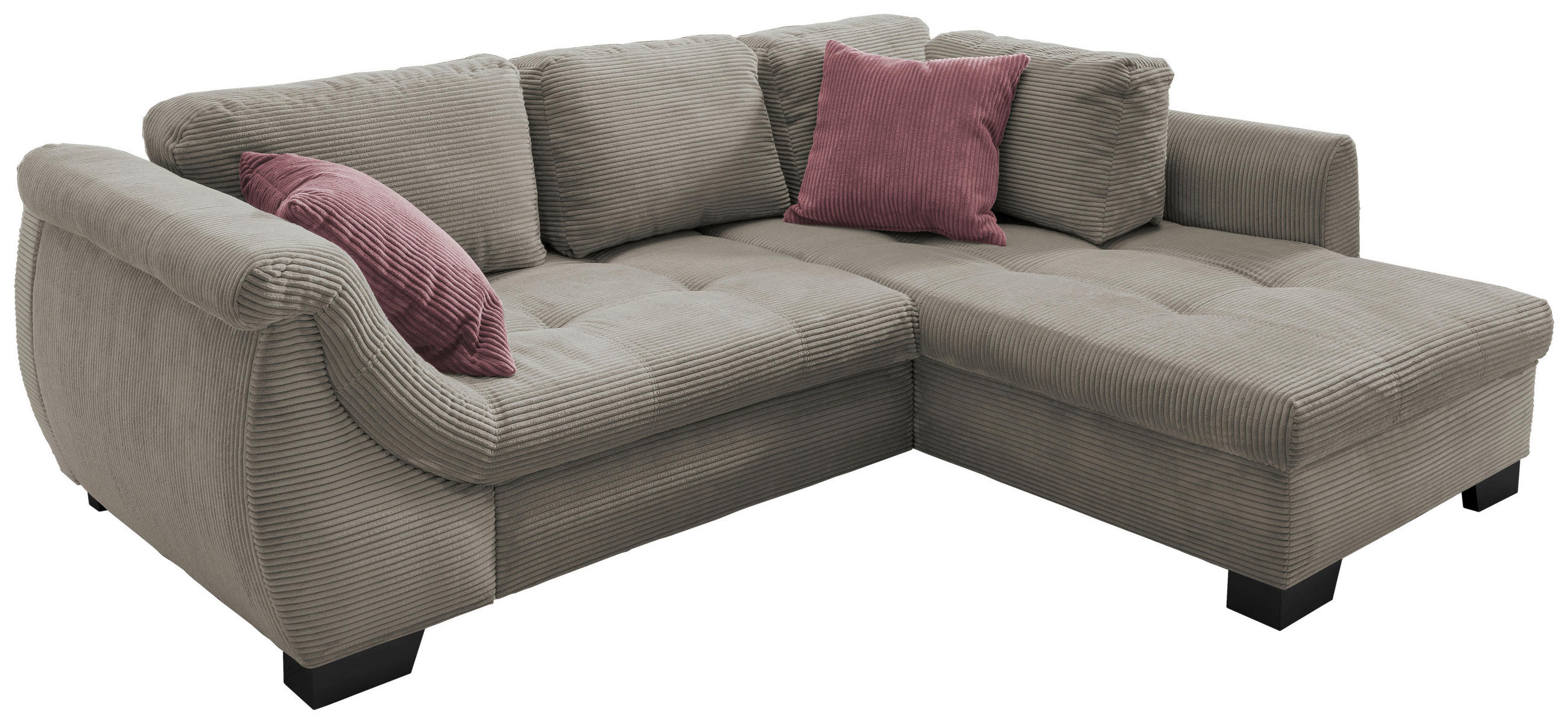 ECKSOFA in Cord Graubraun  - Koralle/Graubraun, Design, Holz/Textil (250/190cm) - MID.YOU