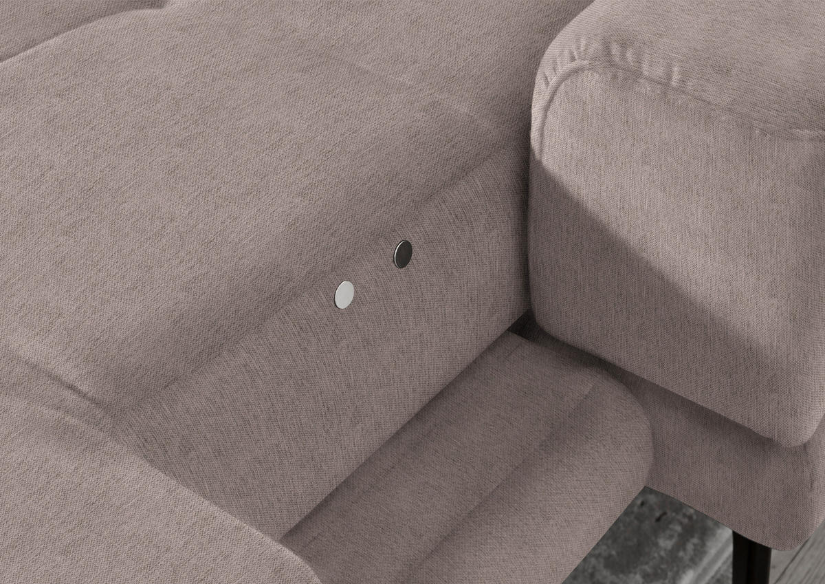 ECKSOFA in Flachgewebe Silberfarben  - Silberfarben/Schwarz, Design, Textil/Metall (309/190cm) - Beldomo Style