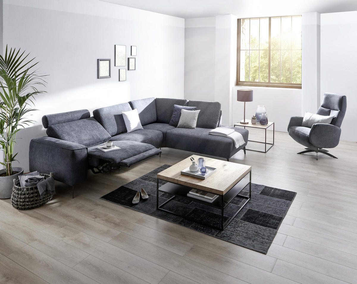 COUCHTISCH in Holz, Metall 80/80/40 cm  - Eichefarben/Schwarz, Design, Holz/Metall (80/80/40cm) - Novel