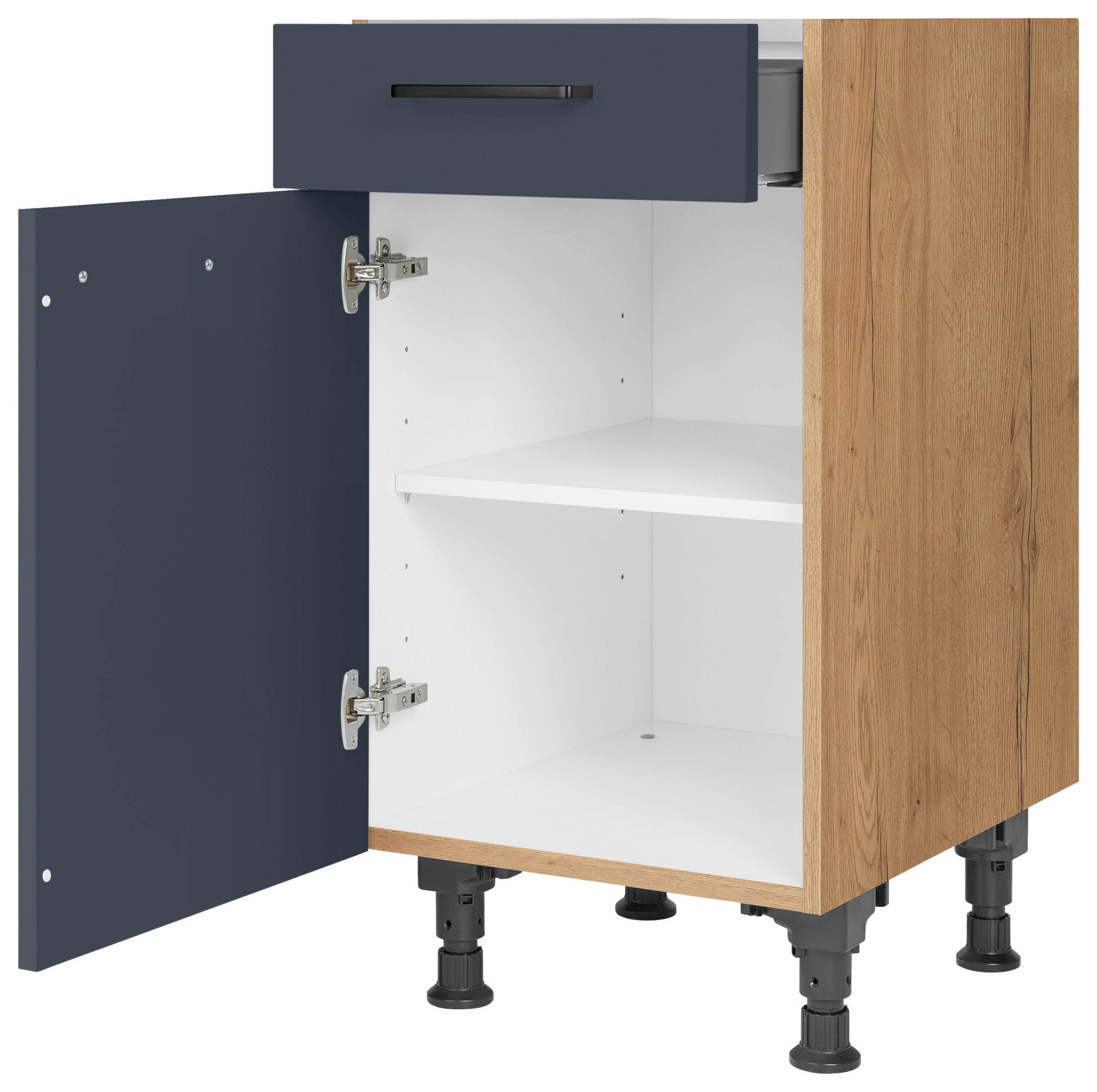 SCHUBKASTENUNTERSCHRANK 45/87/56 cm  in Blau, Eichefarben  - Blau/Eichefarben, MODERN, Holzwerkstoff/Metall (45/87/56cm) - Nobilia