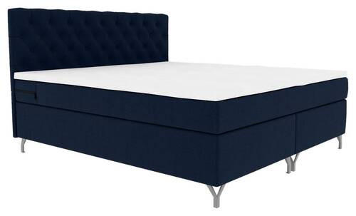 BOXSPRINGBETT 160/200 cm  in Dunkelblau  - Chromfarben/Dunkelblau, Konventionell, Textil/Metall (160/200cm) - Carryhome