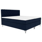 BOXSPRINGBETT 180/200 cm  in Dunkelblau  - Chromfarben/Dunkelblau, KONVENTIONELL, Textil/Metall (180/200cm) - Carryhome