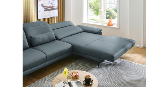 ECKSOFA in Echtleder Grau  - Schwarz/Grau, Design, Leder/Metall (332/193cm) - Dieter Knoll