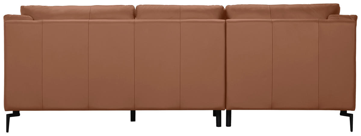 ECKSOFA Cognac Echtleder  - Cognac/Schwarz, Design, Leder (158/248cm) - MID.YOU