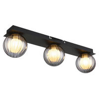 BADEZIMMER-DECKENLEUCHTE    50/10/12,5 cm  - Schwarz, Design, Glas/Metall (50/10/12,5cm) - Globo
