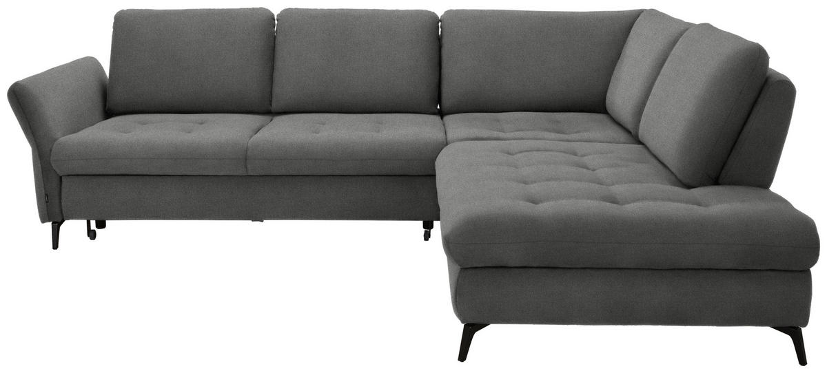 ECKSOFA in Flachgewebe Grau  - Schwarz/Grau, Natur, Textil/Metall (288/233cm) - Valnatura