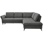 ECKSOFA in Flachgewebe Grau  - Schwarz/Grau, Natur, Textil/Metall (288/233cm) - Valnatura