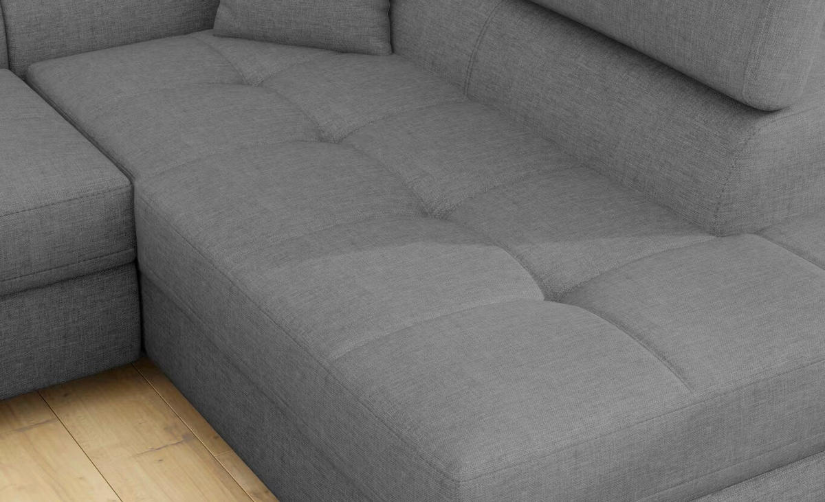ECKSOFA  Grau Textilgeflecht  - Chromfarben/Grau, Design, Textil/Metall (272/203cm) - MID.YOU
