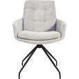 ARMLEHNSTUHL  Stoffauswahl, Typenauswahl, Sitzfläche 360° drehbar, Gestellauswahl Cord  - Hellgrau/Schwarz, Design, Textil/Metall (63/90/69cm) - Johann Jakob