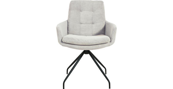 ARMLEHNSTUHL  Stoffauswahl, Typenauswahl, Sitzfläche 360° drehbar, Gestellauswahl Cord  - Hellgrau/Schwarz, Design, Textil/Metall (63/90/69cm) - Johann Jakob