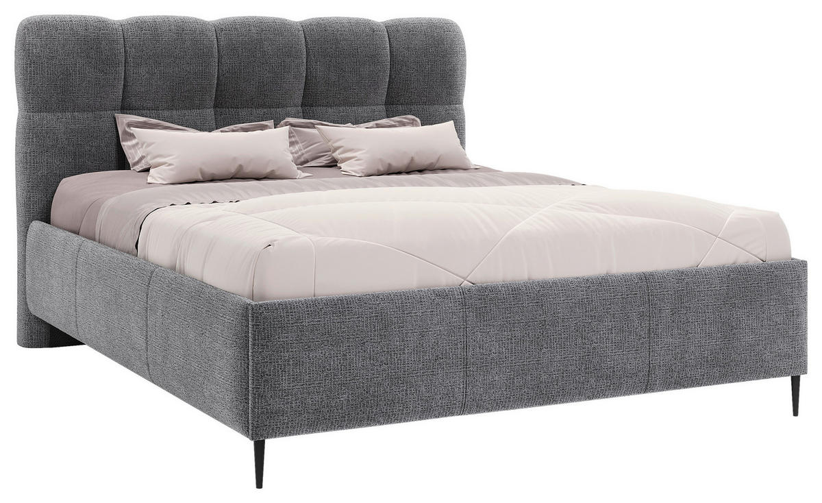 POLSTERBETT 180/200 cm,  in Anthrazit, gepolstertes Kopfteil, Lattenrost,  - Anthrazit/Schwarz, Design, Holz/Textil (180/200cm) - Boxxx