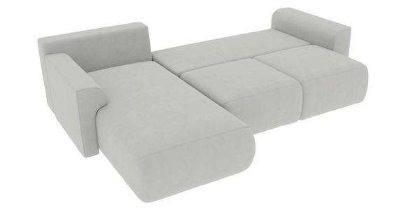 ECKSOFA in Velours Hellgrau  - Chromfarben/Hellgrau, KONVENTIONELL, Kunststoff/Textil (195/293cm) - Carryhome