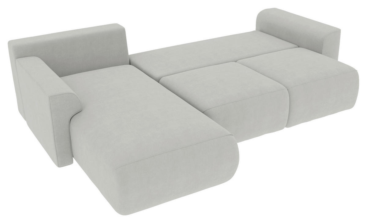 ECKSOFA in Velours Hellgrau  195/293 cm  - Chromfarben/Hellgrau, KONVENTIONELL, Kunststoff/Textil (195/293cm) - Carryhome