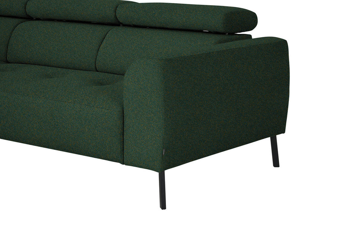 ECKSOFA in Struktur Grün  205/280 cm  - Schwarz/Grün, Design, Textil/Metall (205/280cm) - Xora