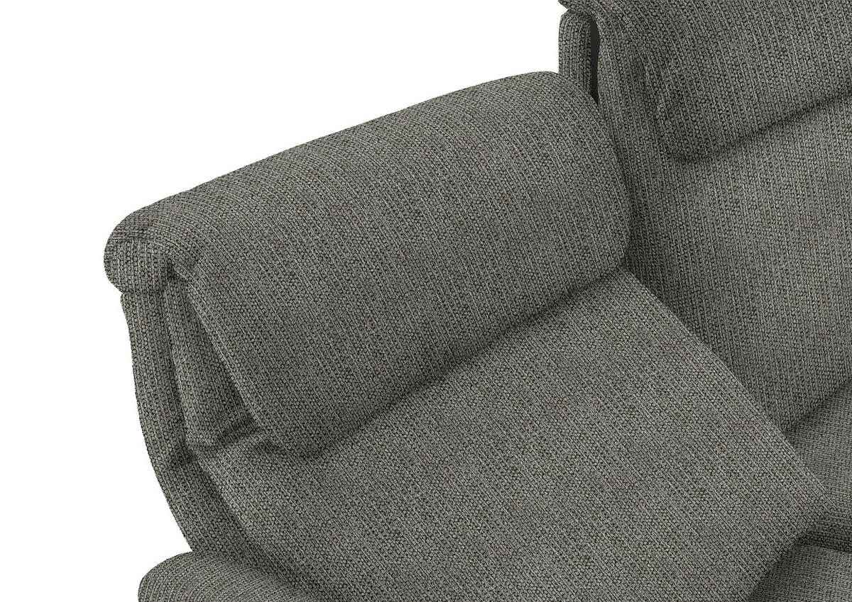 TRAPEZSOFA in Flachgewebe Graubraun  - Graubraun/Schwarz, KONVENTIONELL, Textil/Metall (219/107/97cm) - Pure Home Comfort