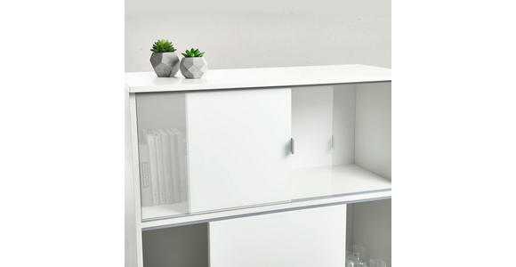 REGAL  93/121/42 cm Weiß  - Alufarben/Weiß, KONVENTIONELL, Glas/Holzwerkstoff (93/121/42cm) - Xora