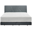 BOXSPRINGBETT 160/200 cm,  in Grau, Topper, Matratzen, H2 + H2 = mittel  - Schwarz/Grau, Design, Kunststoff/Textil (160/200cm) - Dieter Knoll