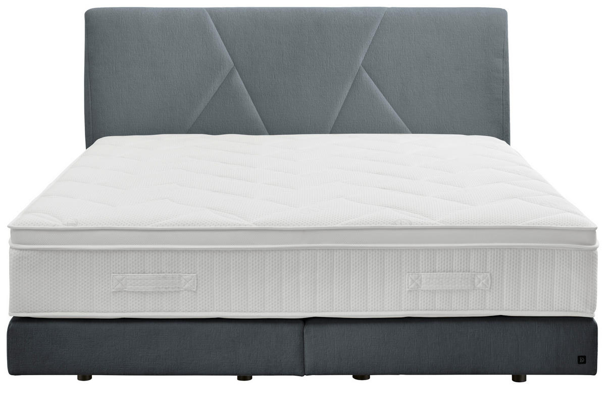 BOXSPRINGBETT 160/200 cm,  in Grau, Topper, Matratzen, H2 + H2 = mittel  - Schwarz/Grau, Design, Kunststoff/Textil (160/200cm) - Dieter Knoll