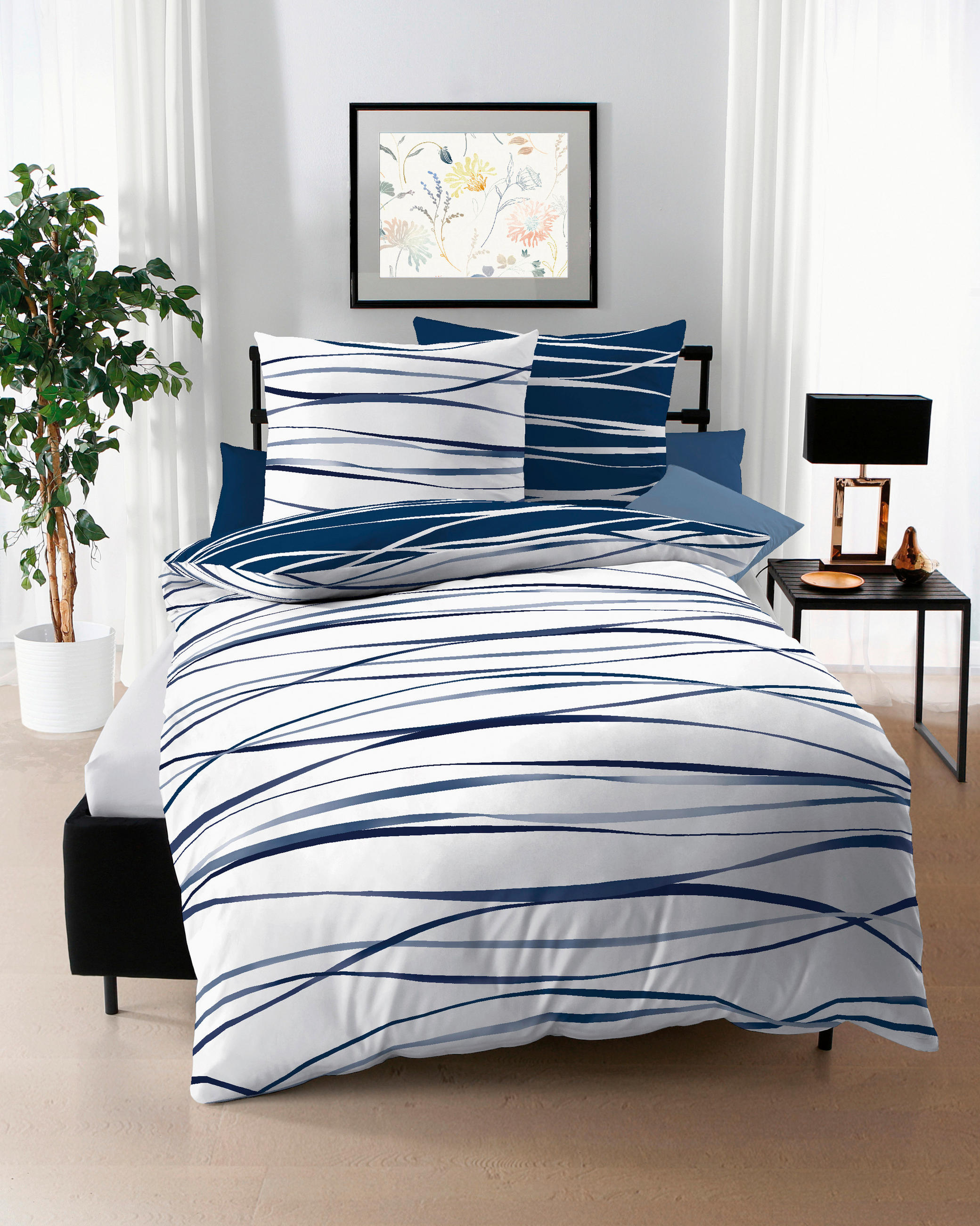 BETTWÄSCHE Motion Makosatin 200/200 cm  - Dunkelblau, Design, Textil (200/200cm) - Kaeppel