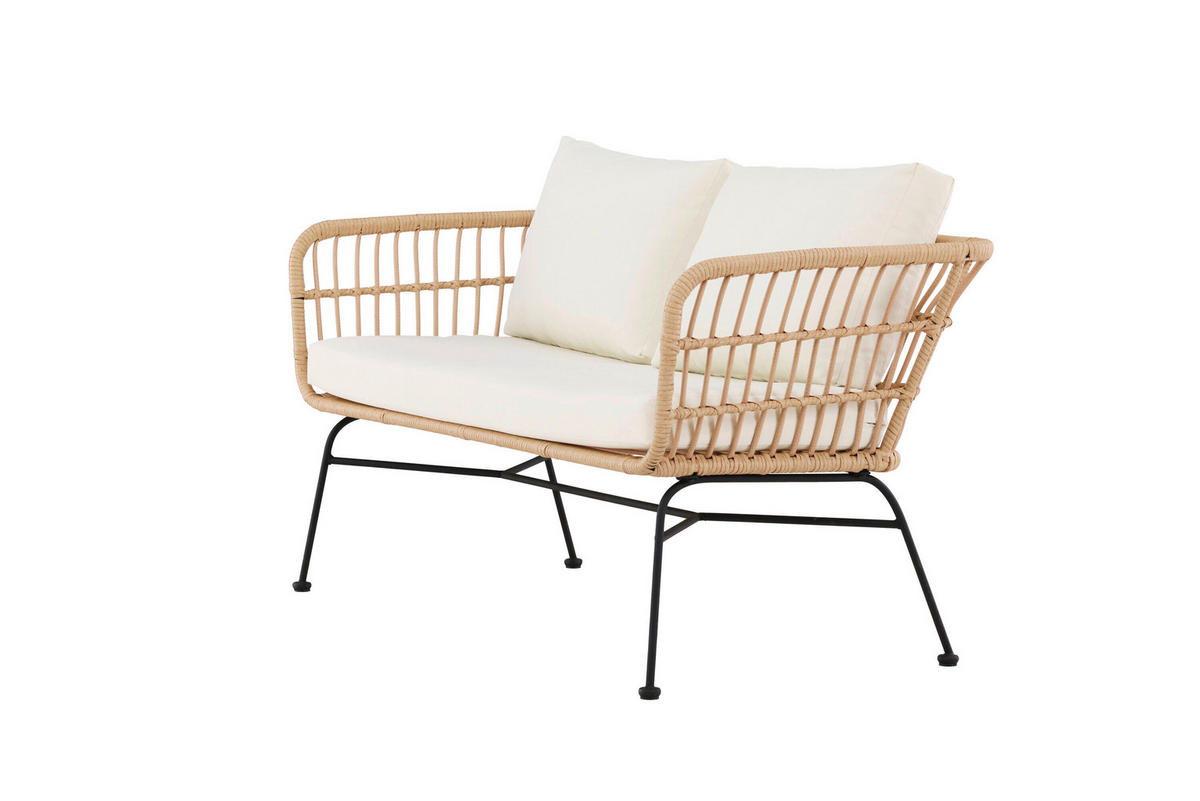 LOUNGESOFFA  - svart/naturfärgad, Modern, metall/trä (140/71/67cm) - Gardenson