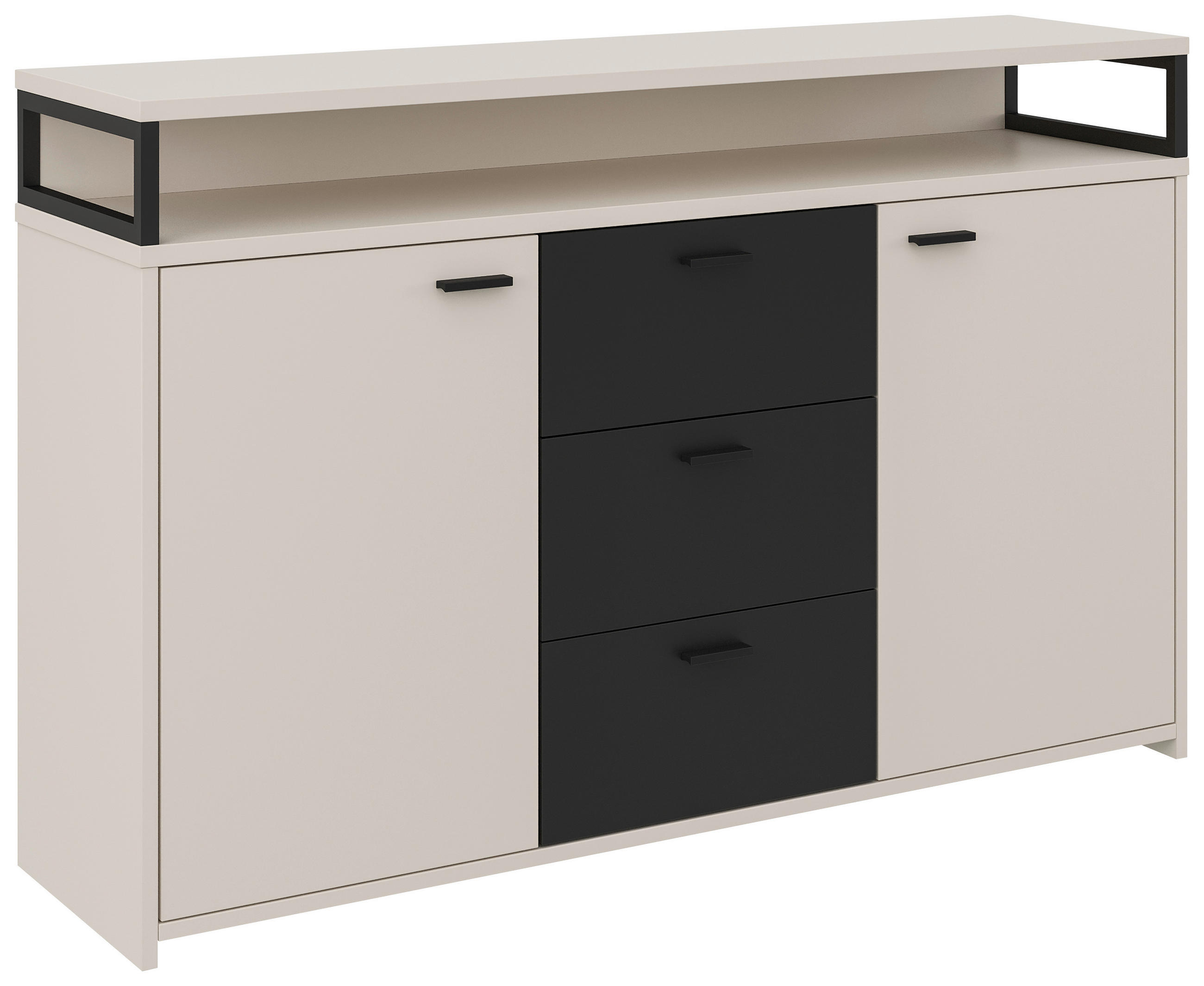 Xora Sideboard Schwarz, Eiche Artisan 134x87.8x38 cm