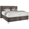 BOXSPRINGBETT 180/200 cm  in Braun  - Silberfarben/Braun, KONVENTIONELL, Textil/Metall (180/200cm) - Ambiente