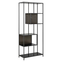 REGAL Schwarz, Eschefarben  - Eschefarben/Schwarz, MODERN, Holzwerkstoff/Metall (77/185/35cm)