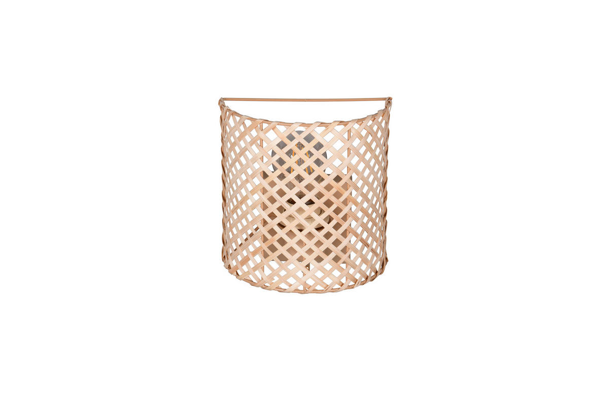 WANDLEUCHTE Bina 19/19/10,5 cm  - Beige/Naturfarben, Natur, Naturmaterialien/Metall (19/19/10,5cm)