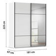 SCHWEBETÜRENSCHRANK 181/223/68 cm 2-türig Weiß  - Schwarz/Weiß, KONVENTIONELL, Glas/Holzwerkstoff (181/223/68cm) - Novel