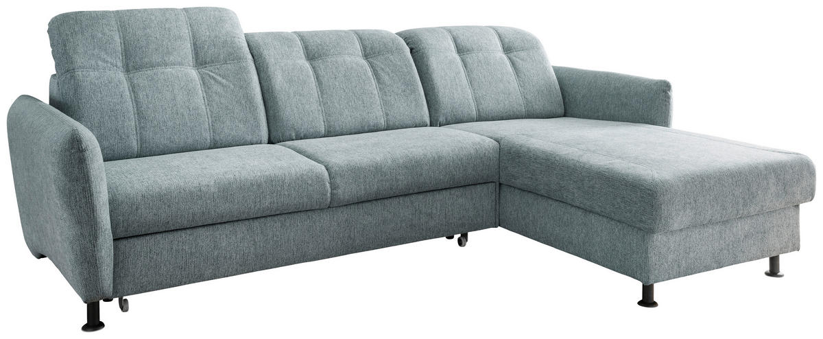 ECKSOFA in Chenille Mintgrün  - Schwarz/Mintgrün, Modern, Textil/Metall (267/184cm) - Livetastic
