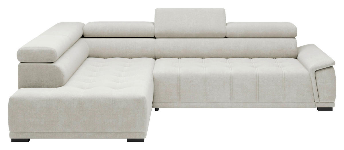 HÖRNSOFFA i vävt tyg, chenille sandfärgad  - sandfärgad/svart, Modern, textil/plast (106/283cm) - MID.YOU