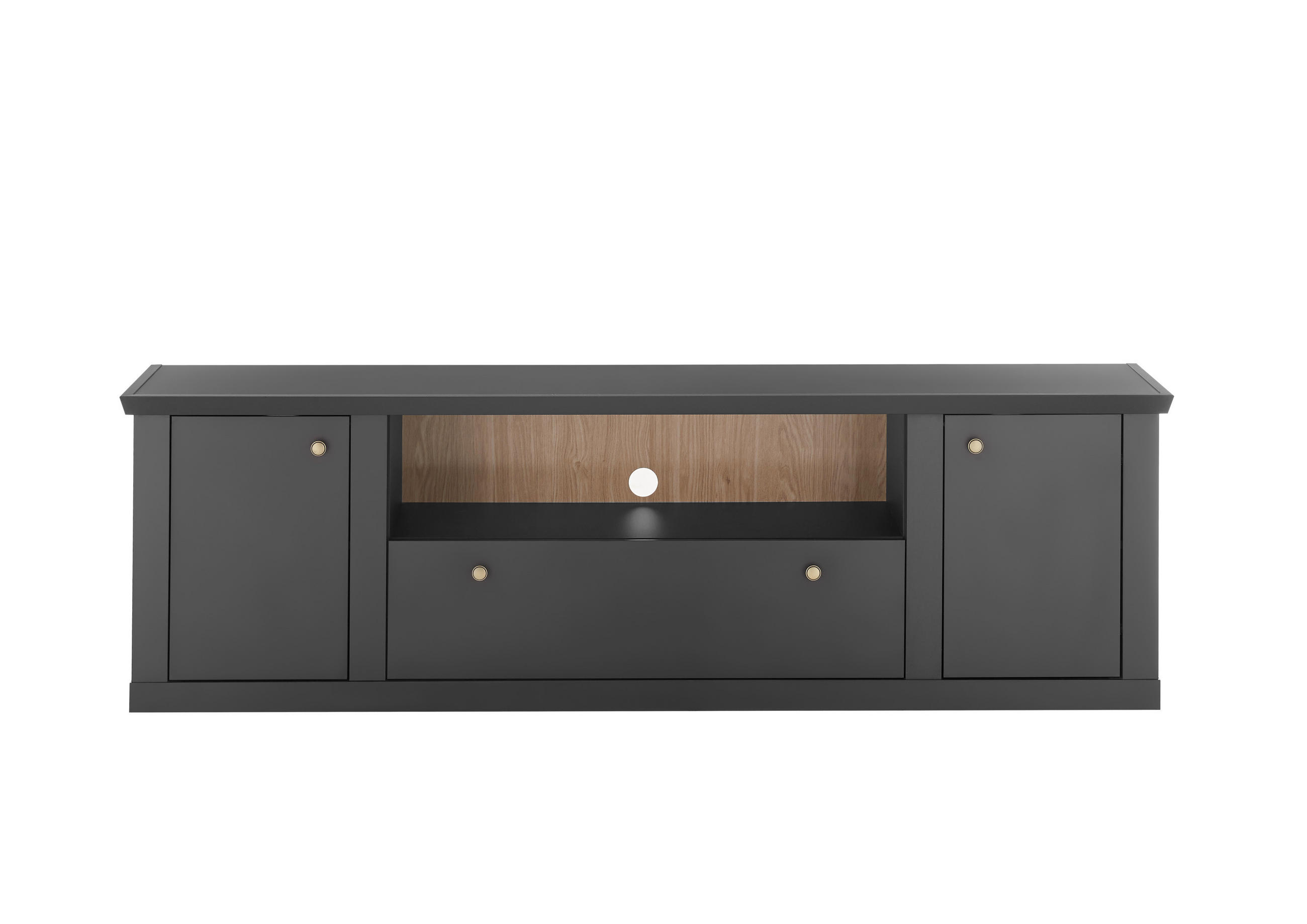 LOWBOARD  205/62/42 cm 1 Schublade(n) Typenauswahl, stehend  - Eichefarben/Messingfarben, Design, Holzwerkstoff/Metall (205/62/42cm) - MID.YOU